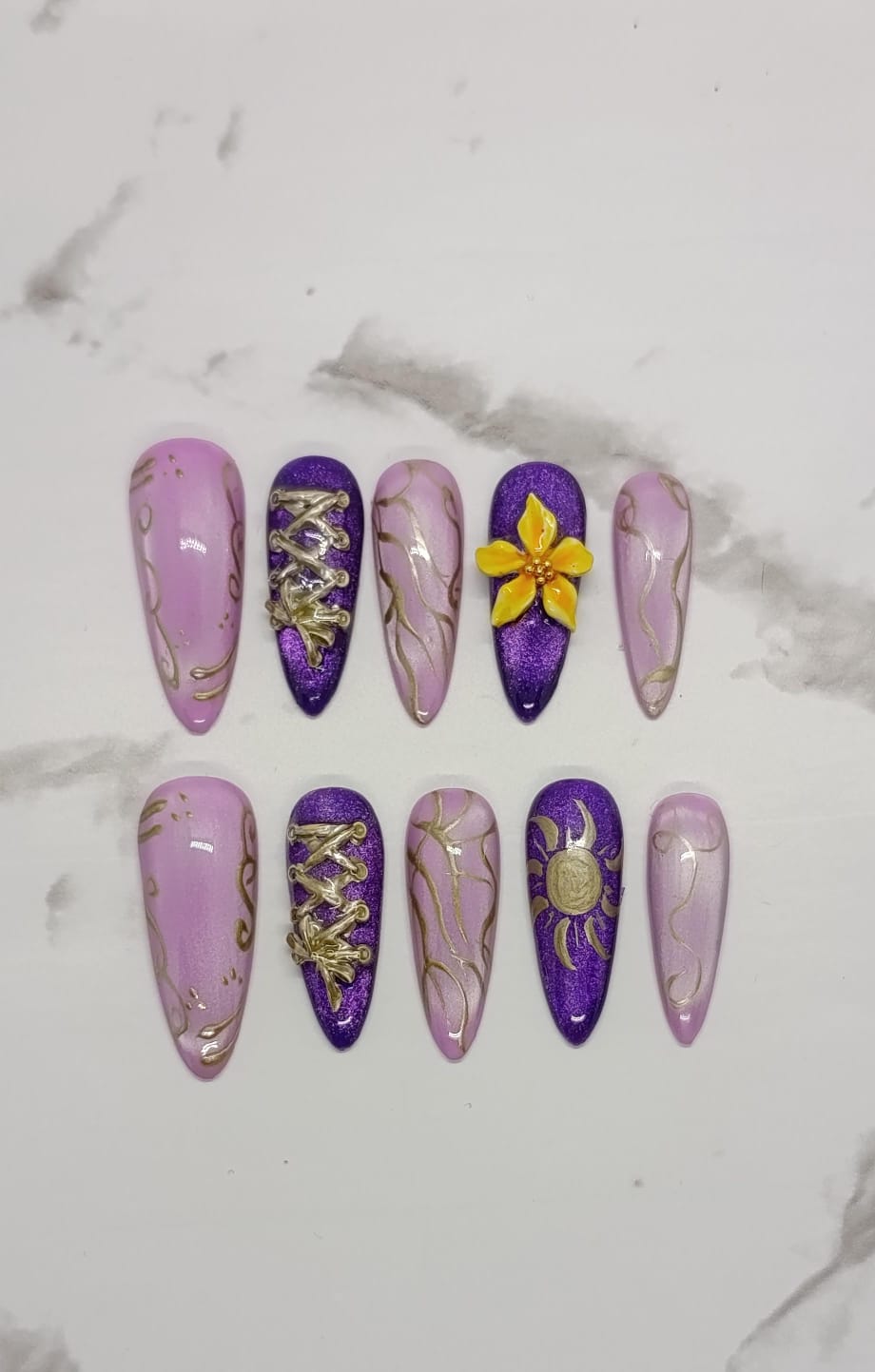 Almond Rapunzel Purple and Gold