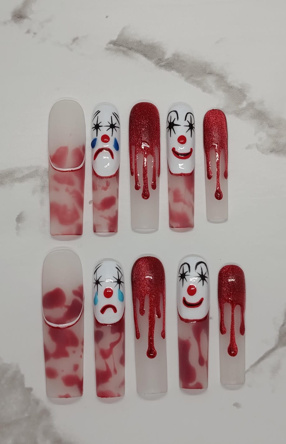 Square Bloody Clown Red and White